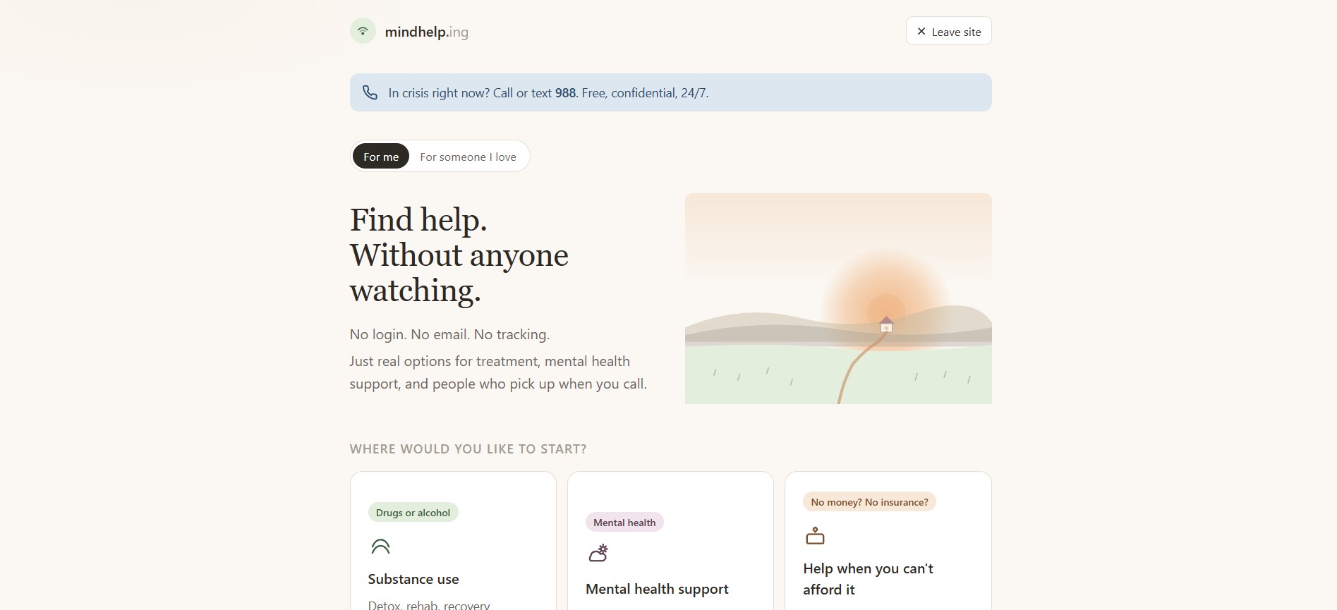 Mindhelp.ing — Find help without anyone watching